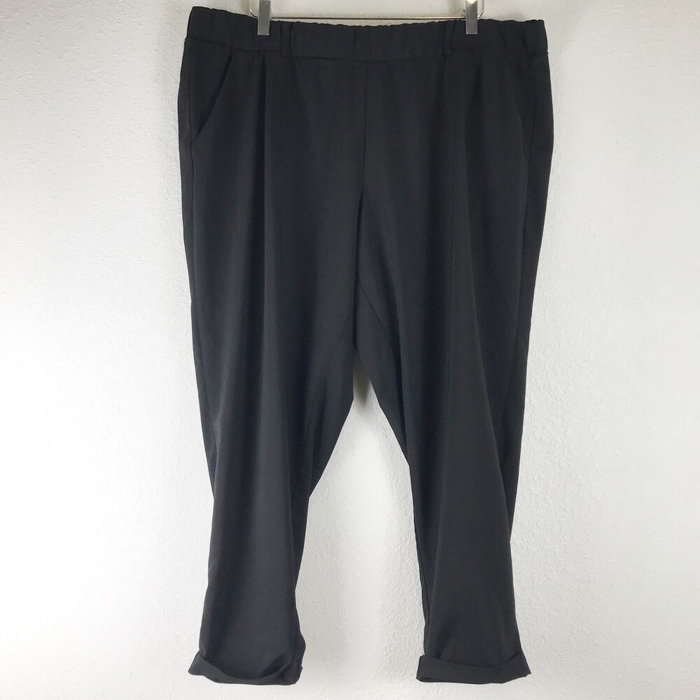 Torrid Pull-On High Rise Crepe Pant Tapered Leg Pockets Lightweight Black 3X